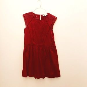 LOFT burgundy crochet detail dress